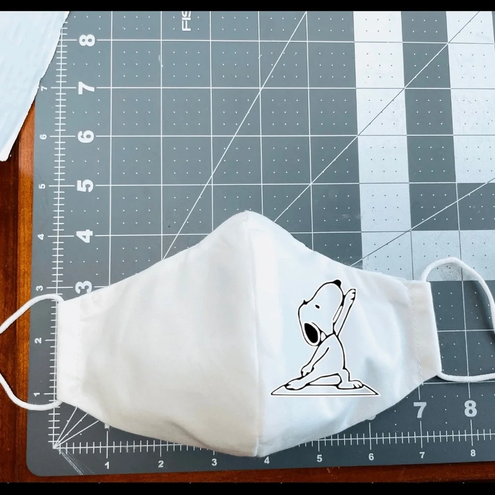 Snoopy yoga namaste face mask